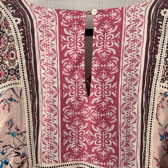 Sundance Everyday Dream Dress pink brown cream boho floral crochet loose size S - Picture 6 of 16